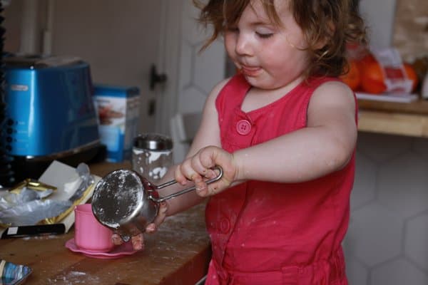 phoebe helping make dirt cups