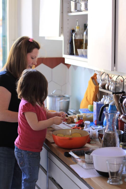 Phoebe and mommy working 