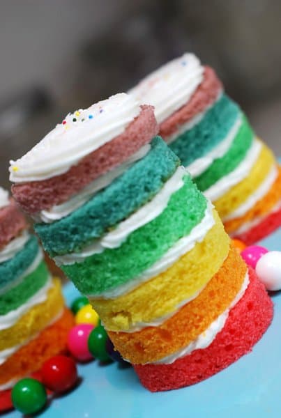 Skittles Piñata Rainbow Layer Cake