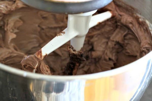 chocolate buttercream in mixer foodlets