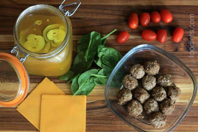 meatball skewer makings, foodlets