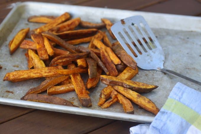 sweet potato fries on the table