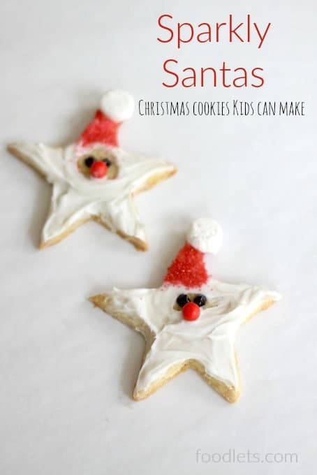 sparkly santas, christmas cookies kids can make