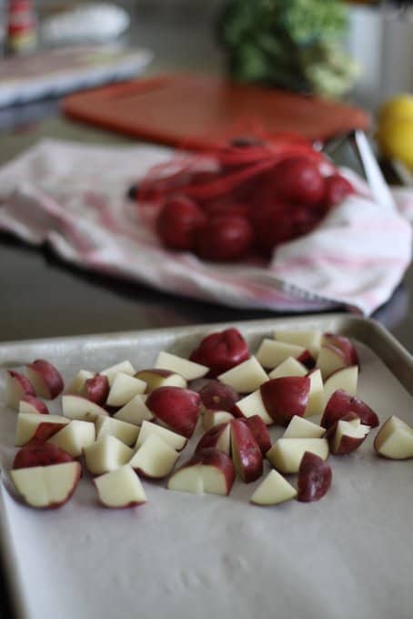 Cutting potatoes