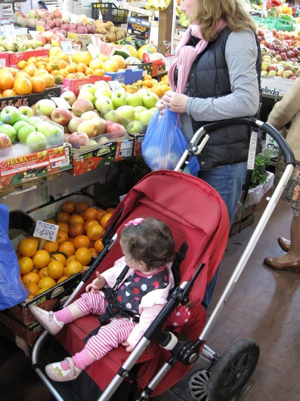 shopping at the market in Italy
