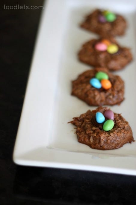 coconut macaroons shaped like birds nests for easter