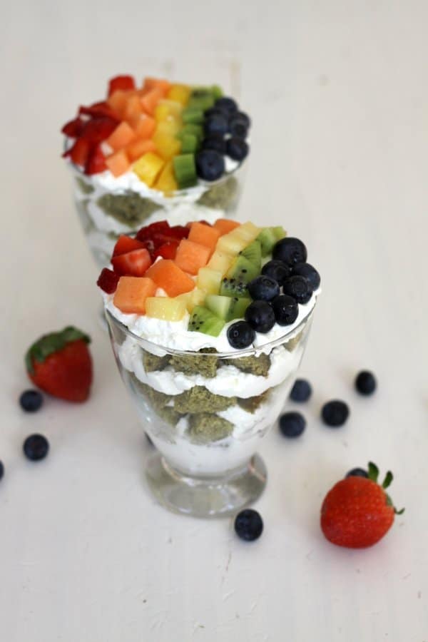 Lemon-Lime Yogurt Pound Cake Parfaits with Rainbow Fruit