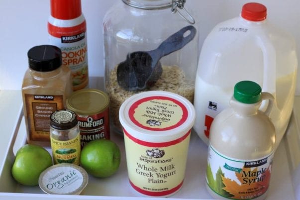 ingredients for apple cinnamon oat muffins