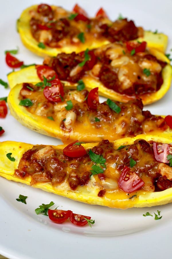 taco squash boats, close