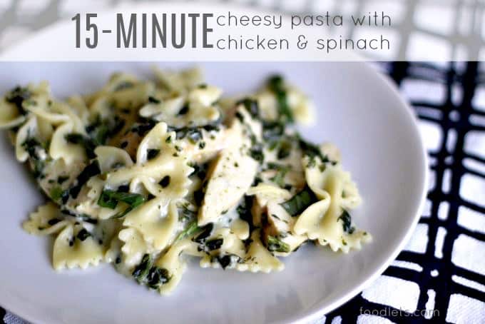 cheesy pasta with chicken and spinach fb