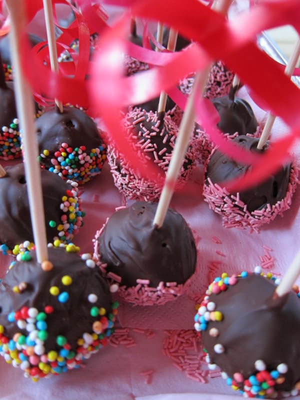 low-sugar chocolate covered banana cake pops for estelle's first ...