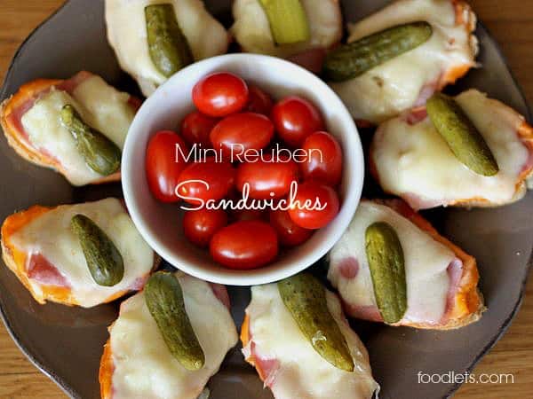 platter of mini reuben sandwiches, foodlets