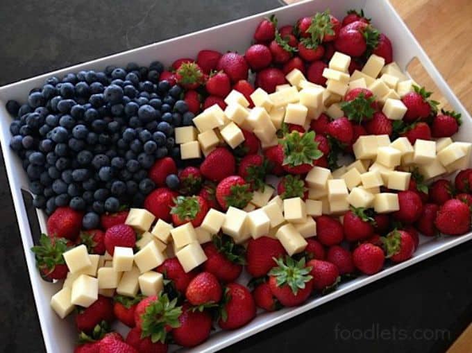 easy american flag fruit & cheese tray