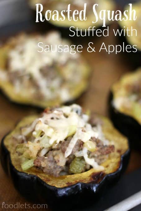 roasted squash stuffed with sausage and apples, foodlets
