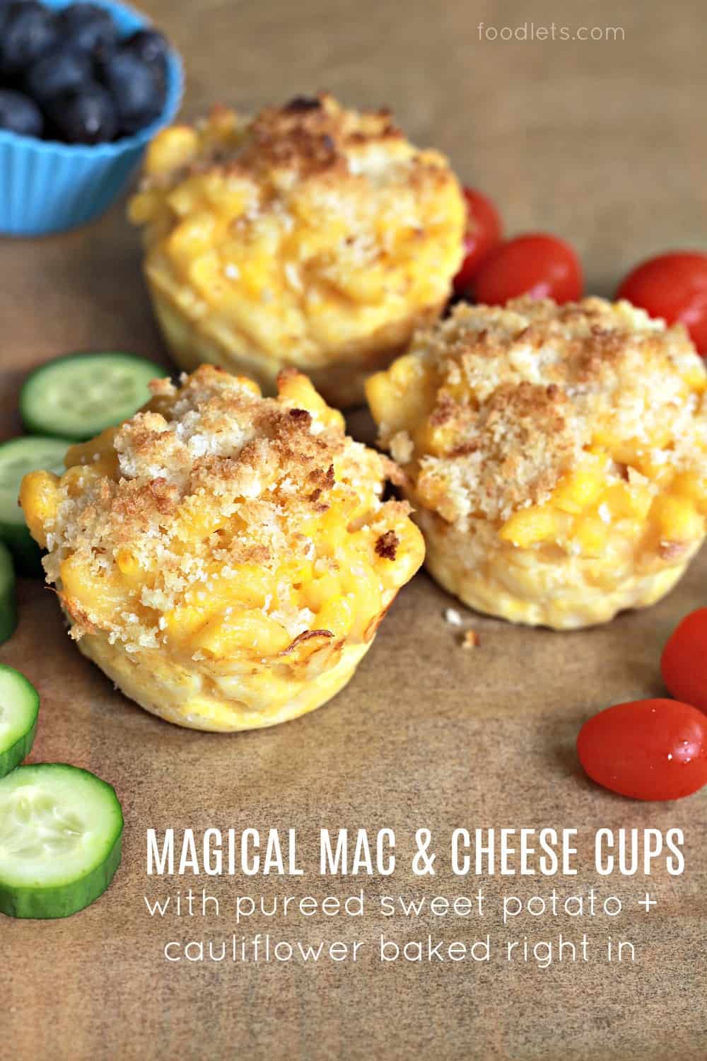 Magical Mac & Cheese Cups (with Pureed Sweet Potato + Cauliflower Baked