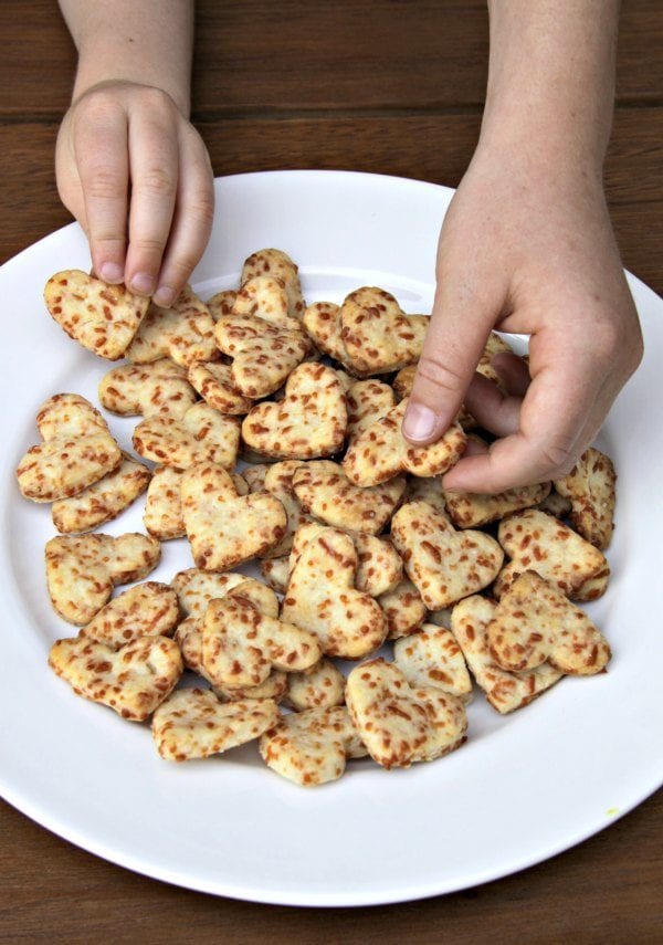 easy parmesan cheese crackers on a plate