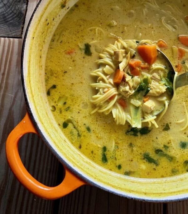 chicken noodle coconut curry soup