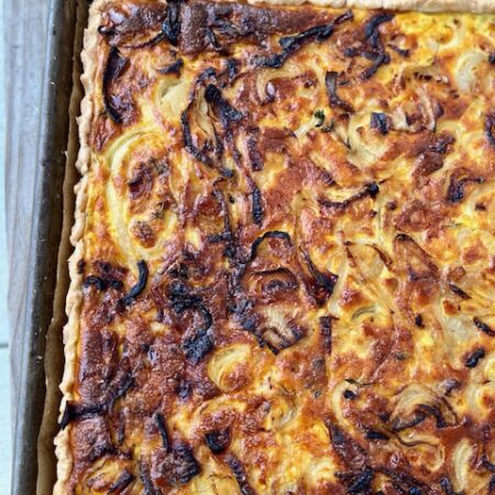 sheet pan tart, sweet onion close